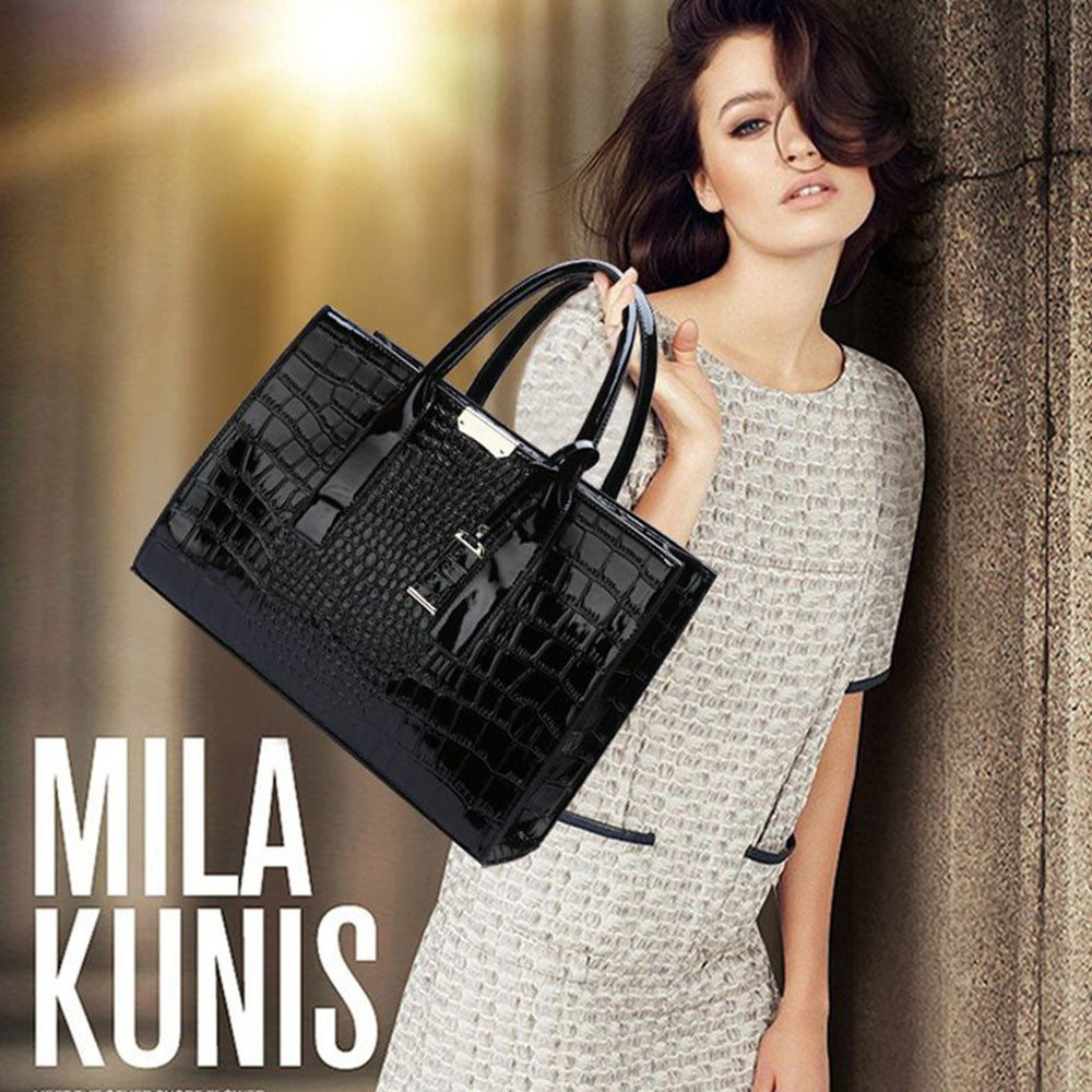 Fashion Crocodile Texture Handbag PU Leather Women Tote Bag Shoulder Bag