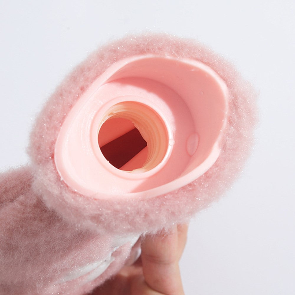1000ML Refillable Hot Water Bag Winter Hand Feet Warmer with Flower Pattern Fleece Cover
