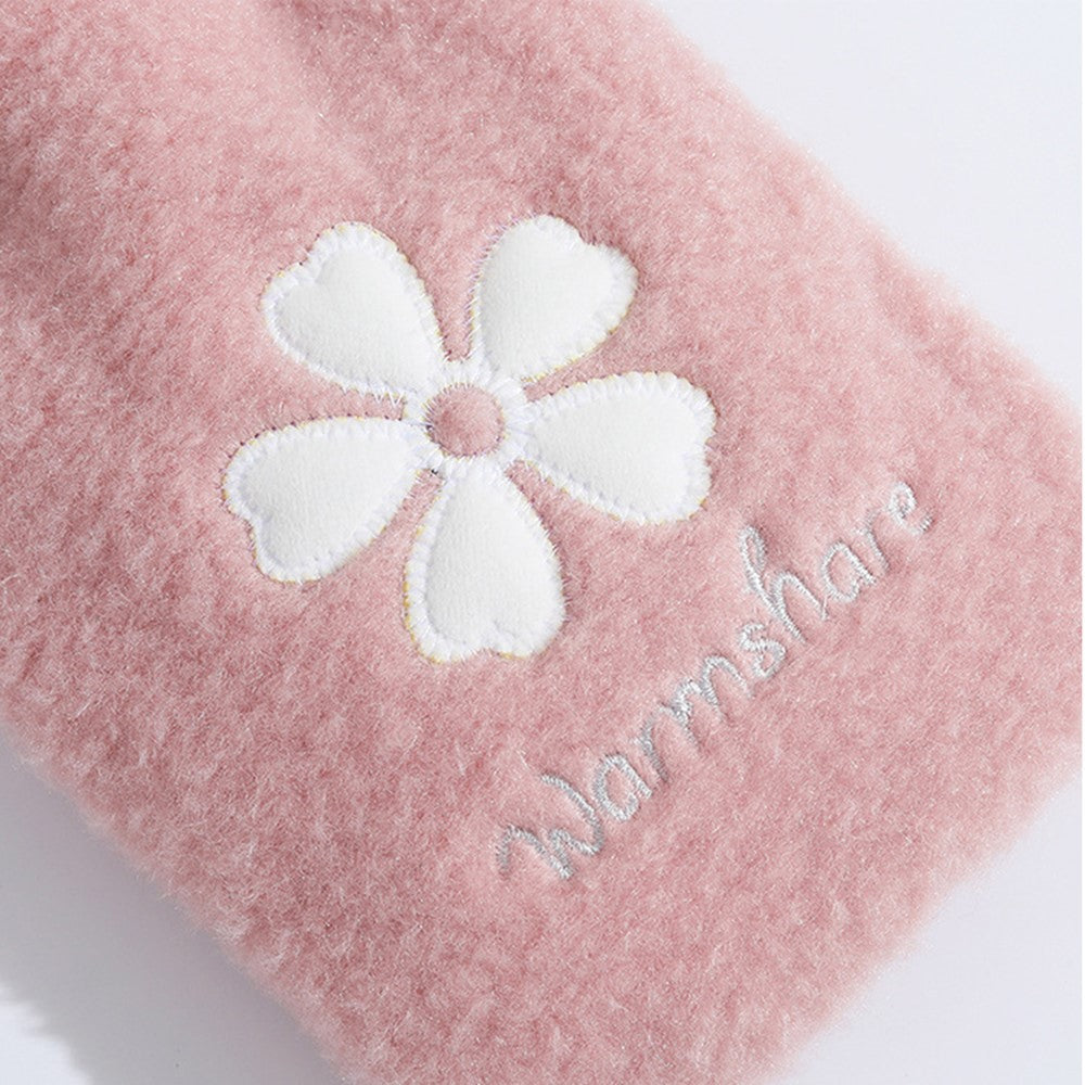 1000ML Refillable Hot Water Bag Winter Hand Feet Warmer with Flower Pattern Fleece Cover