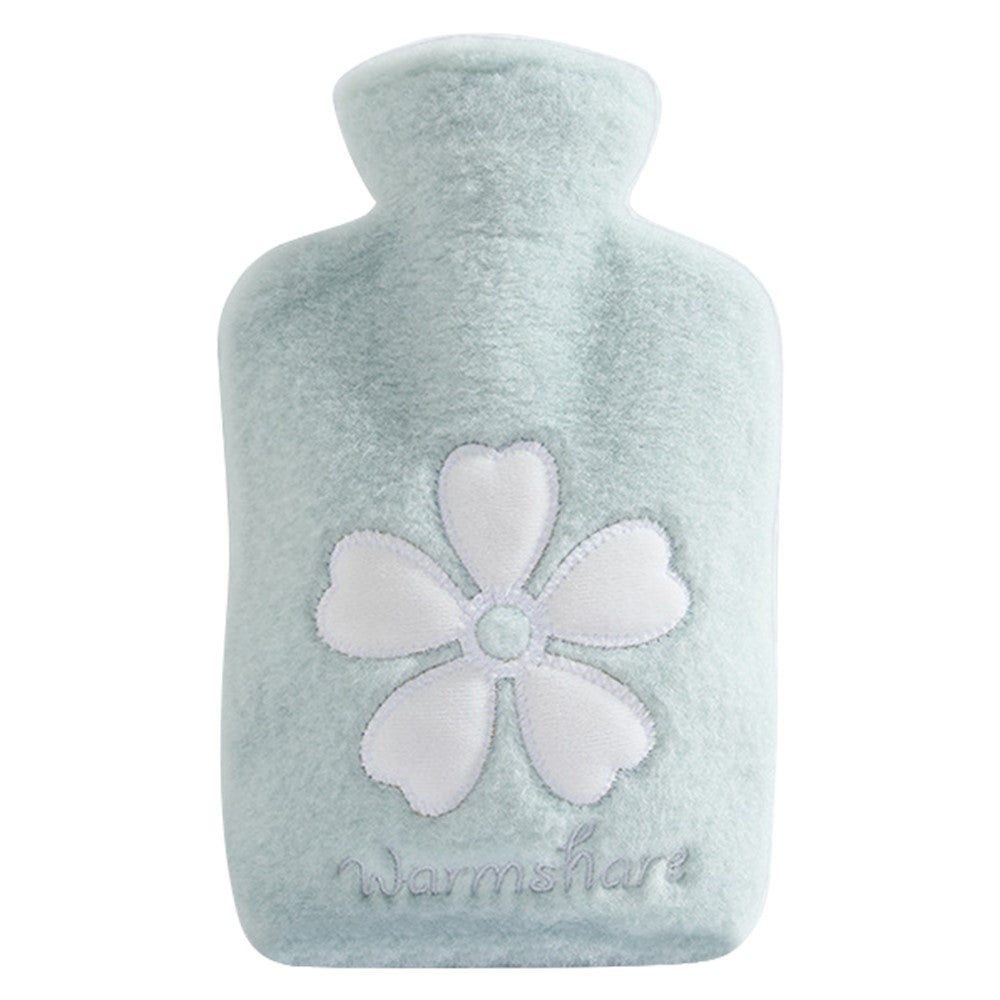 1000ML Refillable Hot Water Bag Winter Hand Feet Warmer with Flower Pattern Fleece Cover