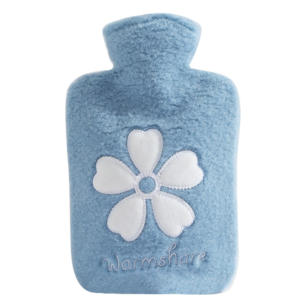 1000ML Refillable Hot Water Bag Winter Hand Feet Warmer with Flower Pattern Fleece Cover