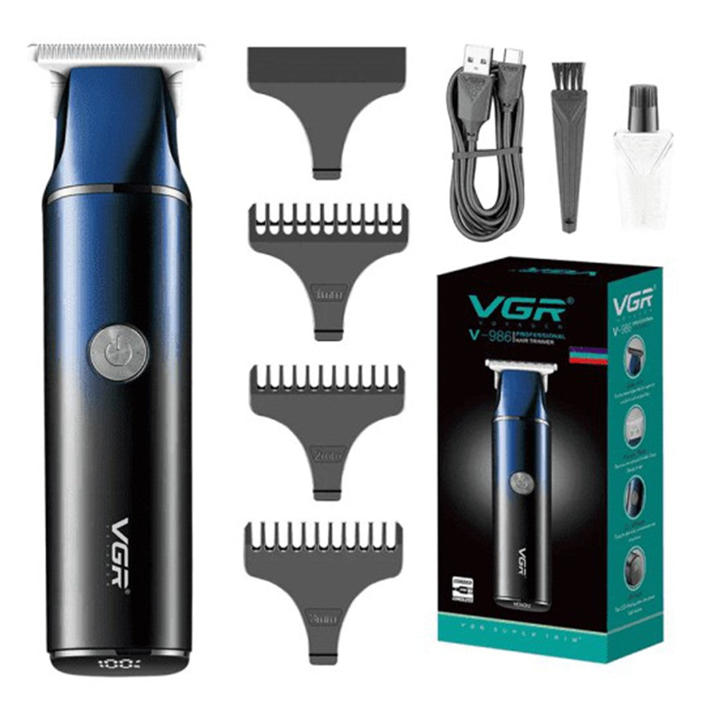 VGR V-986 Digital Display Professional Hair Clipper USB Rechargeable Cordless Hair Trimmer for Home / Salon
