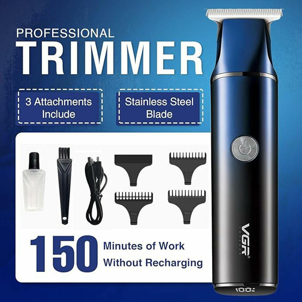 VGR V-986 Digital Display Professional Hair Clipper USB Rechargeable Cordless Hair Trimmer for Home / Salon