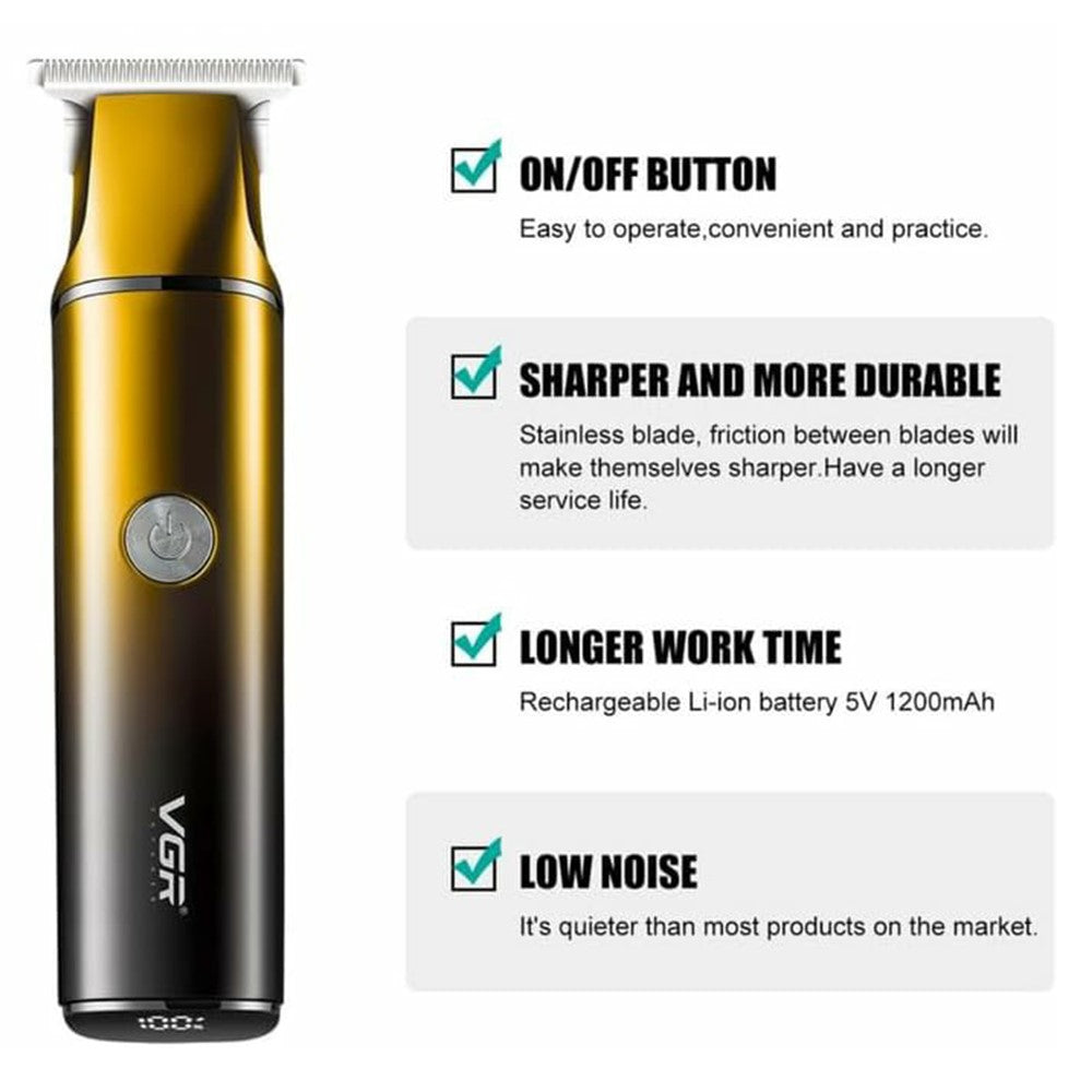 VGR V-986 Digital Display Professional Hair Clipper USB Rechargeable Cordless Hair Trimmer for Home / Salon