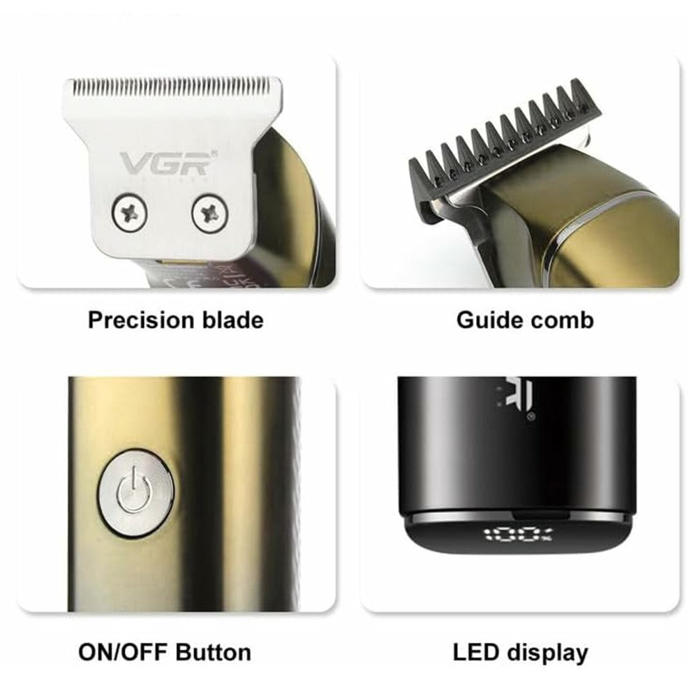 VGR V-986 Digital Display Professional Hair Clipper USB Rechargeable Cordless Hair Trimmer for Home / Salon