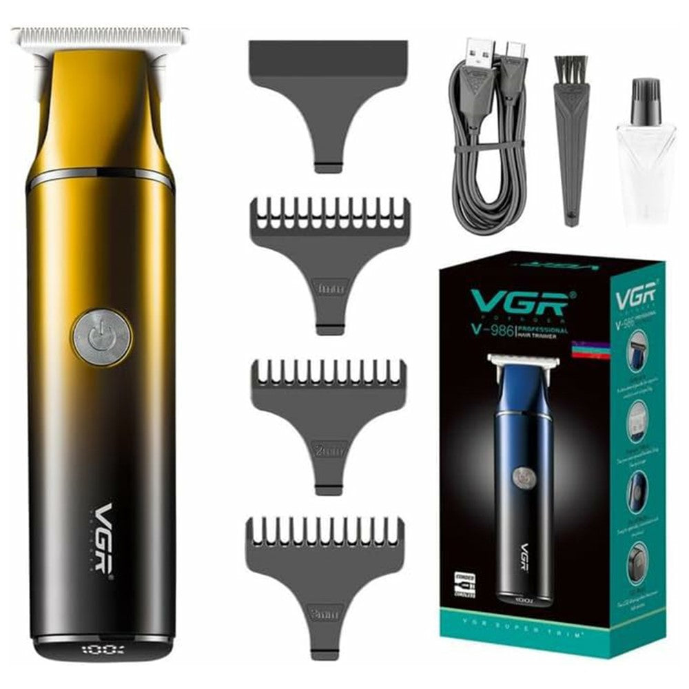 VGR V-986 Digital Display Professional Hair Clipper USB Rechargeable Cordless Hair Trimmer for Home / Salon