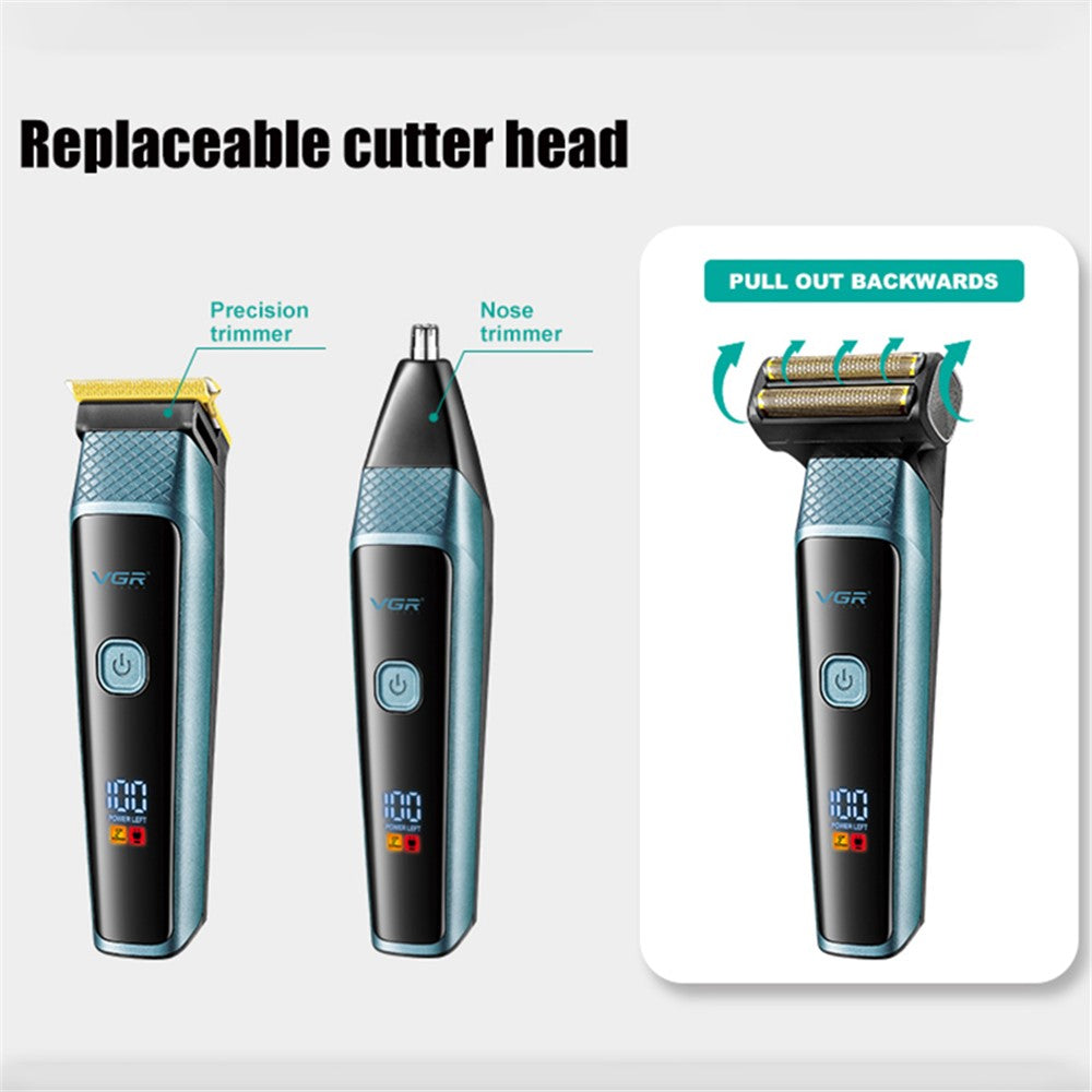 VGR V-366 Hair Clippers Razor Nose Hair Trimmer Set USB Rechargeable Blade Nose Cutting Beard Trimmer