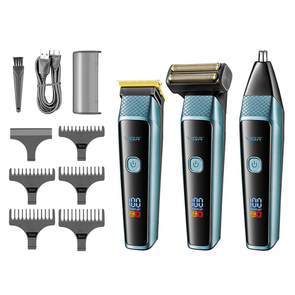 VGR V-366 Hair Clippers Razor Nose Hair Trimmer Set USB Rechargeable Blade Nose Cutting Beard Trimmer