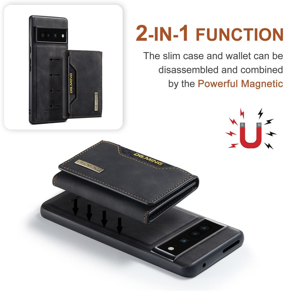 DG.MING M2 Series Magnetic Wallet Phone Case for Google Pixel 7 Pro 5G, Detachable 2-in-1 Kickstand Drop-proof Cover