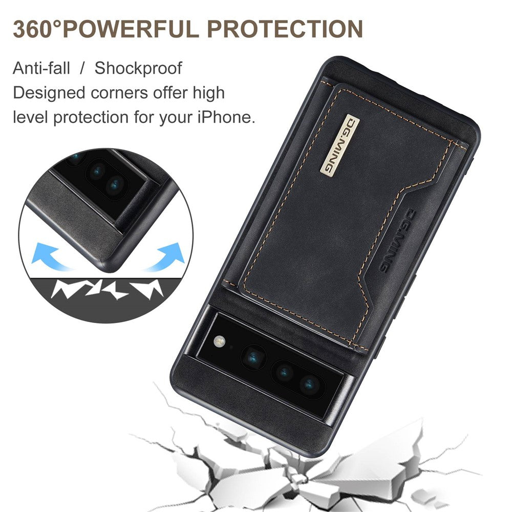 DG.MING M2 Series Magnetic Wallet Phone Case for Google Pixel 7 Pro 5G, Detachable 2-in-1 Kickstand Drop-proof Cover