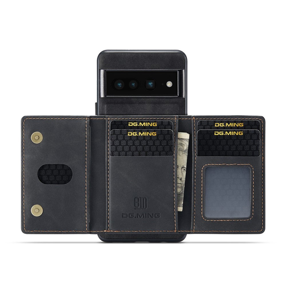 DG.MING M2 Series Magnetic Wallet Phone Case for Google Pixel 7 Pro 5G, Detachable 2-in-1 Kickstand Drop-proof Cover