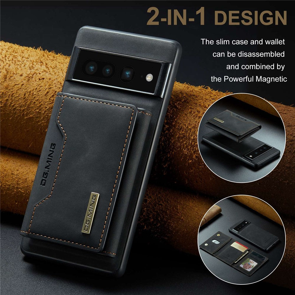 DG.MING M2 Series Magnetic Wallet Phone Case for Google Pixel 7 Pro 5G, Detachable 2-in-1 Kickstand Drop-proof Cover