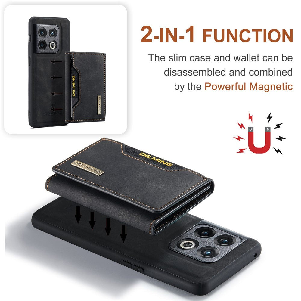 DG.MING M2 Series for OnePlus 10 Pro 5G Detachable 2-in-1 Wallet Kickstand Case Magnetic Absorption Phone Cover