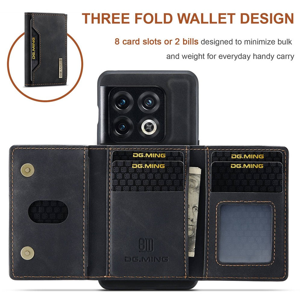DG.MING M2 Series for OnePlus 10 Pro 5G Detachable 2-in-1 Wallet Kickstand Case Magnetic Absorption Phone Cover