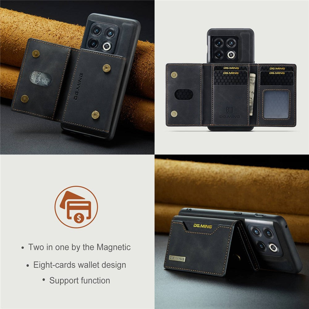 DG.MING M2 Series for OnePlus 10 Pro 5G Detachable 2-in-1 Wallet Kickstand Case Magnetic Absorption Phone Cover