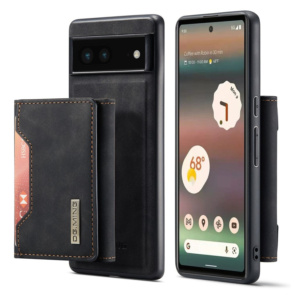 DG.MING M2 Series for Google Pixel 6a Detachable 2-in-1 Magnetic Wallet Phone Case Anti-scratch Kickstand Cover