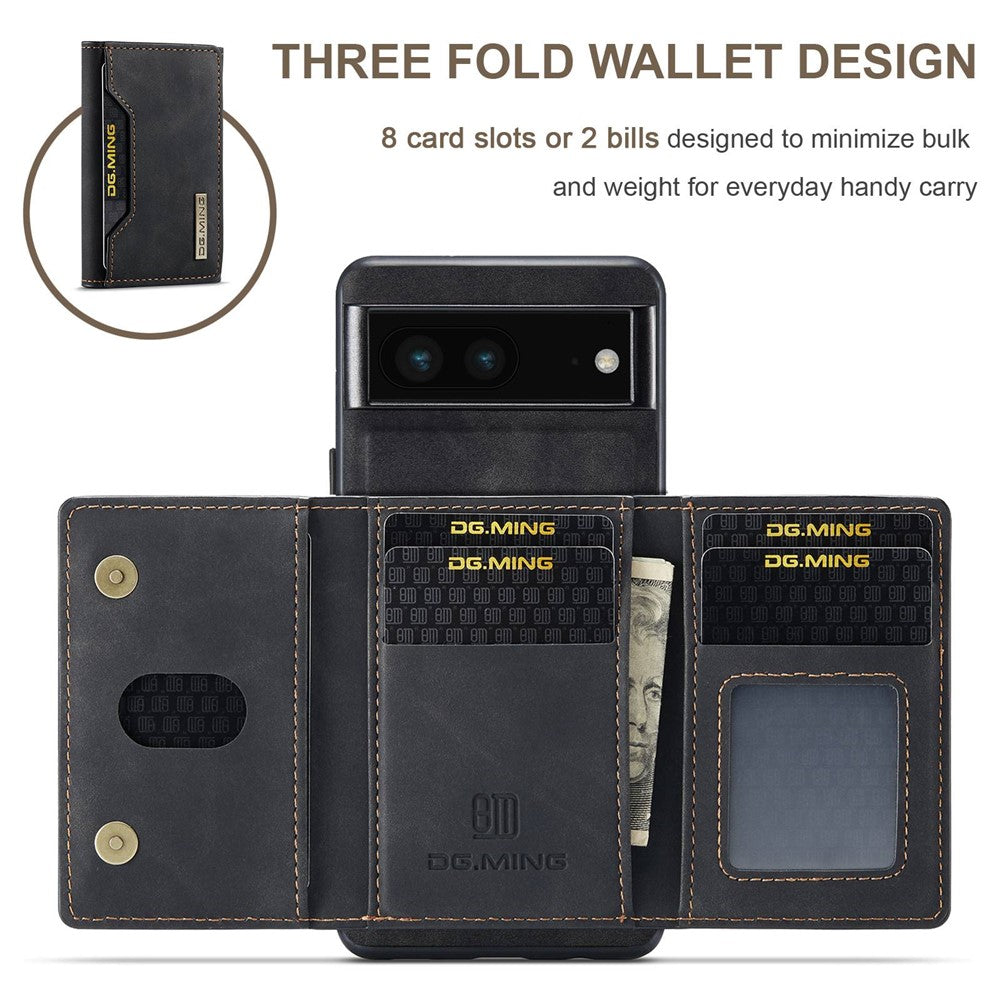 DG.MING M2 Series for Google Pixel 6a Detachable 2-in-1 Magnetic Wallet Phone Case Anti-scratch Kickstand Cover