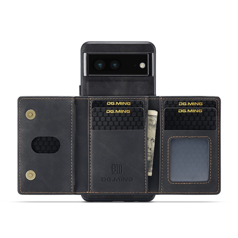 DG.MING M2 Series for Google Pixel 6a Detachable 2-in-1 Magnetic Wallet Phone Case Anti-scratch Kickstand Cover