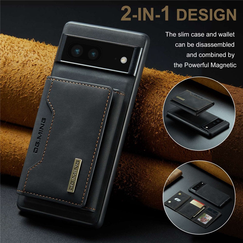 DG.MING M2 Series for Google Pixel 6a Detachable 2-in-1 Magnetic Wallet Phone Case Anti-scratch Kickstand Cover