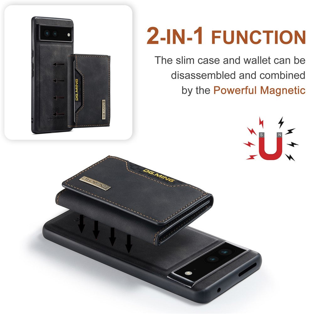 DG.MING M2 Series for Google Pixel 7 5G Magnetic Absorption Drop-proof Phone Case with Detachable Wallet/Kickstand