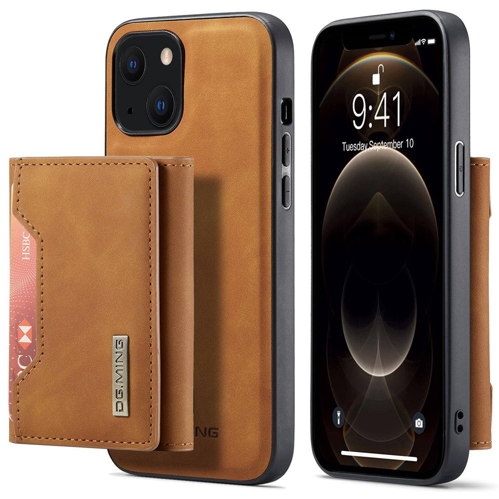 DG.MING M2 Series for iPhone 14 6.1 inch Shockproof Anti-fall Magnetic Absorption Kickstand Design Phone Case with Detachable Wallet