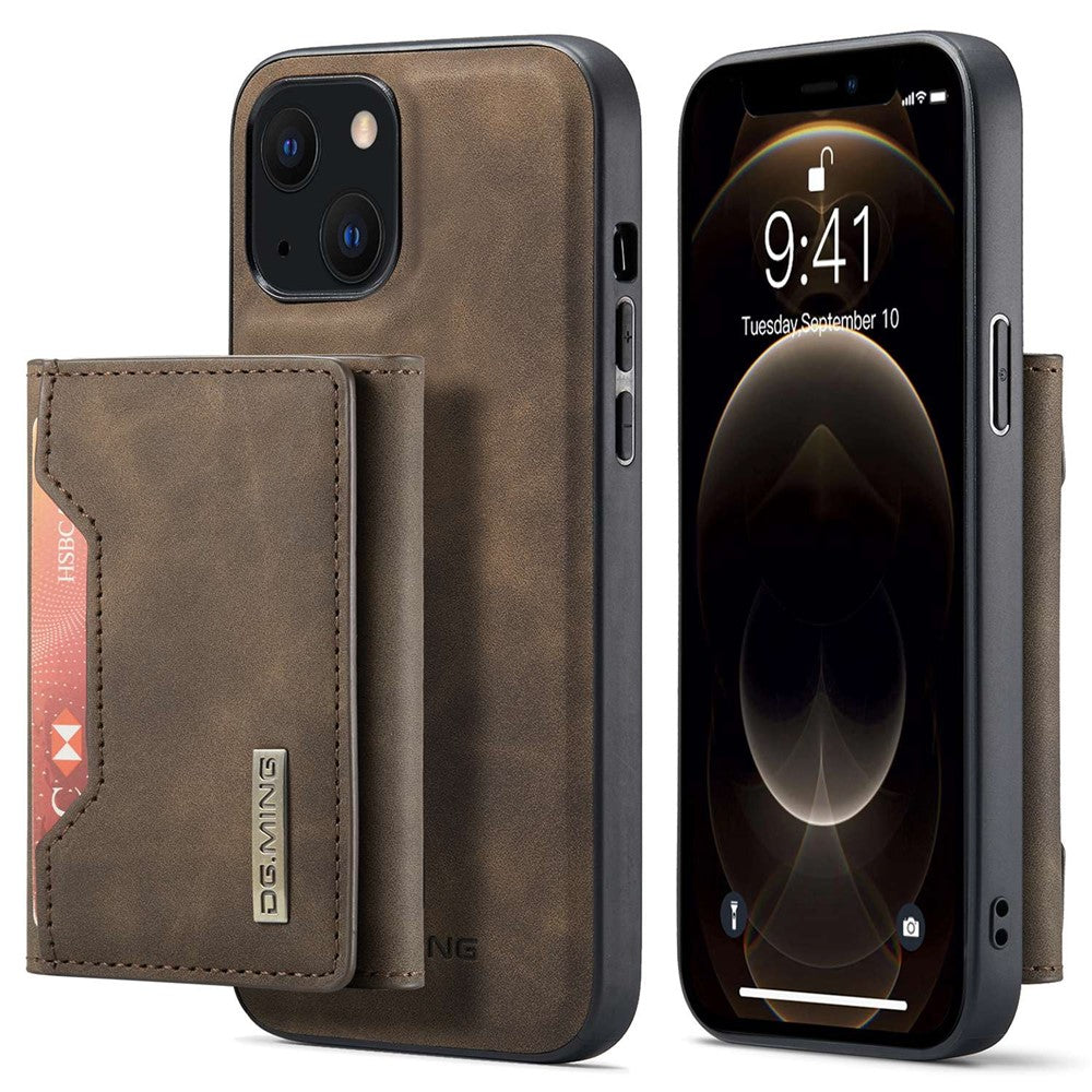 DG.MING M2 Series for iPhone 14 6.1 inch Shockproof Anti-fall Magnetic Absorption Kickstand Design Phone Case with Detachable Wallet