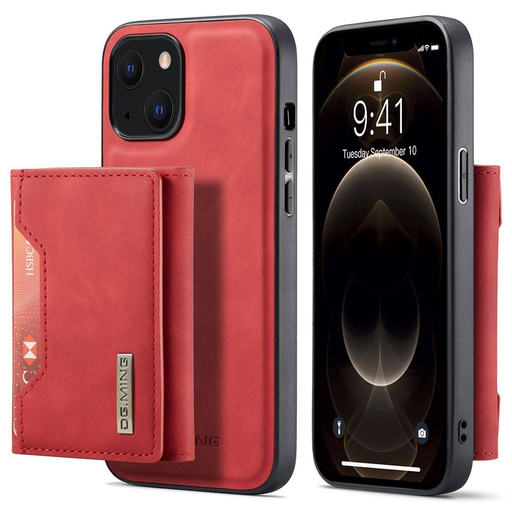 DG.MING M2 Series for iPhone 14 6.1 inch Shockproof Anti-fall Magnetic Absorption Kickstand Design Phone Case with Detachable Wallet