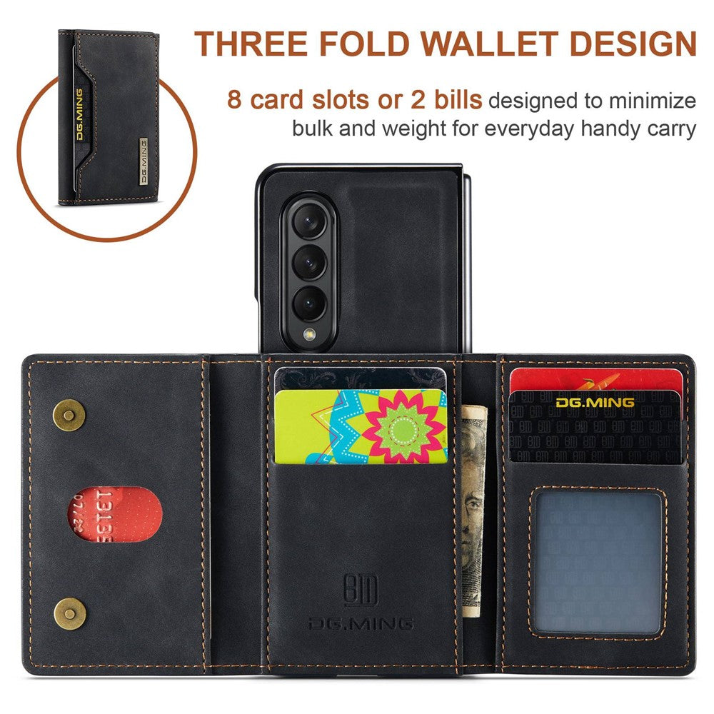 DG.MING M2 Series for Samsung Galaxy Z Fold4 5G Phone Case Magnetic Absorption Detachable Wallet Phone Case Kickstand Protective Cover