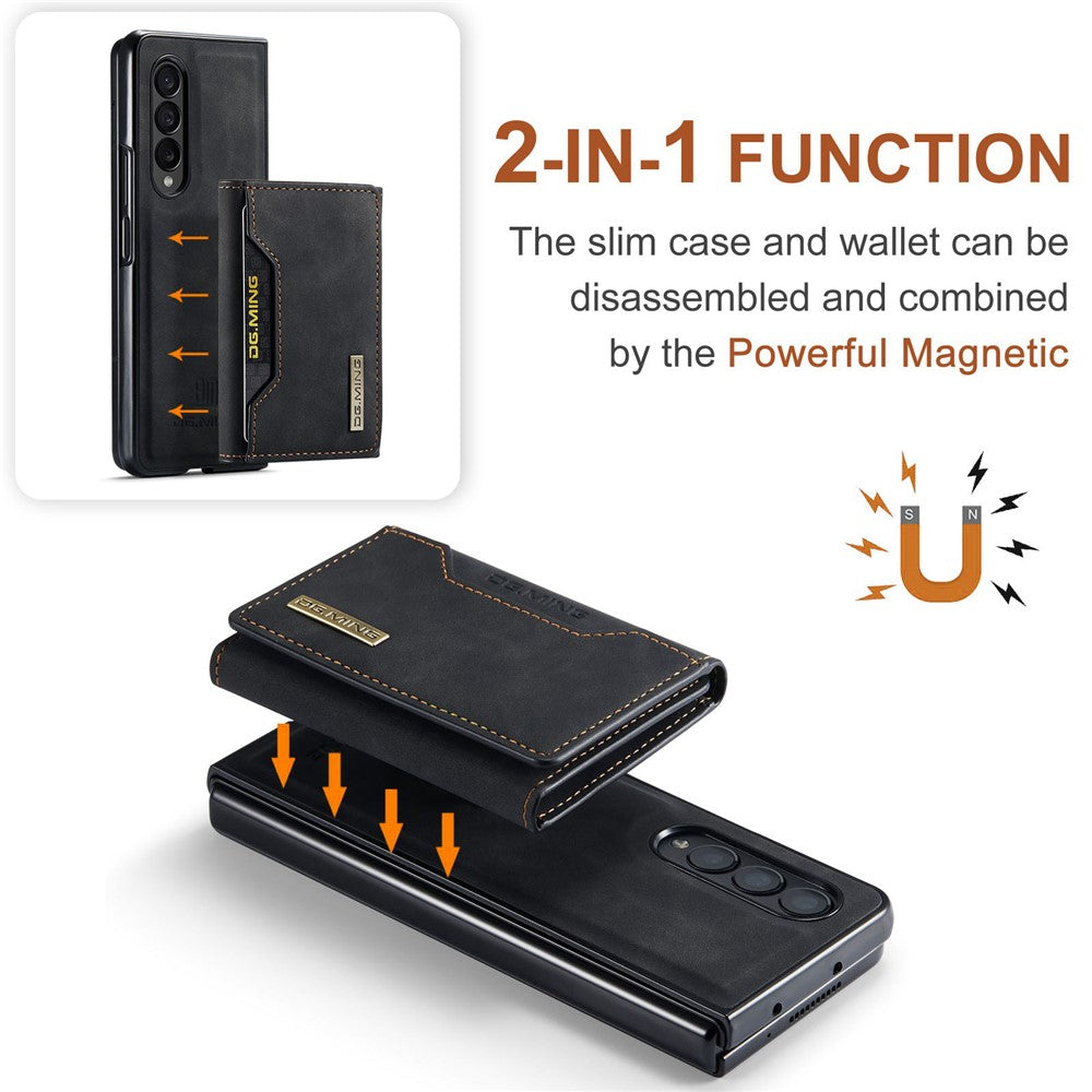 DG.MING M2 Series for Samsung Galaxy Z Fold4 5G Phone Case Magnetic Absorption Detachable Wallet Phone Case Kickstand Protective Cover
