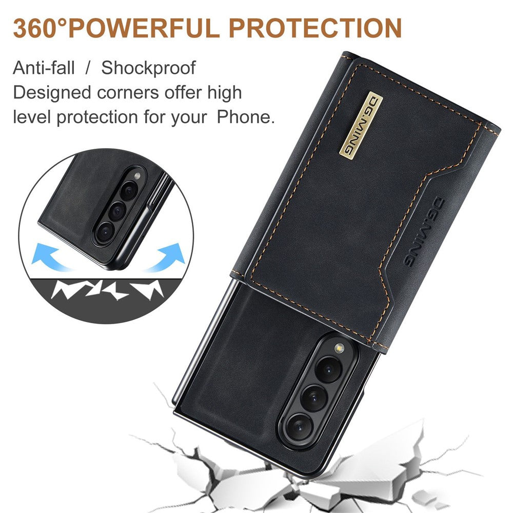 DG.MING M2 Series for Samsung Galaxy Z Fold4 5G Phone Case Magnetic Absorption Detachable Wallet Phone Case Kickstand Protective Cover