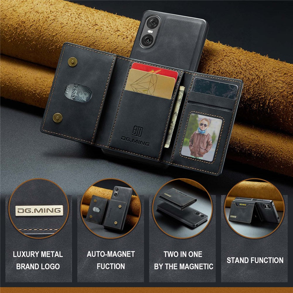 DG.MING M2 Series for Sony Xperia 10 VI Case Detachable Wallet PU+PC+TPU Phone Cover