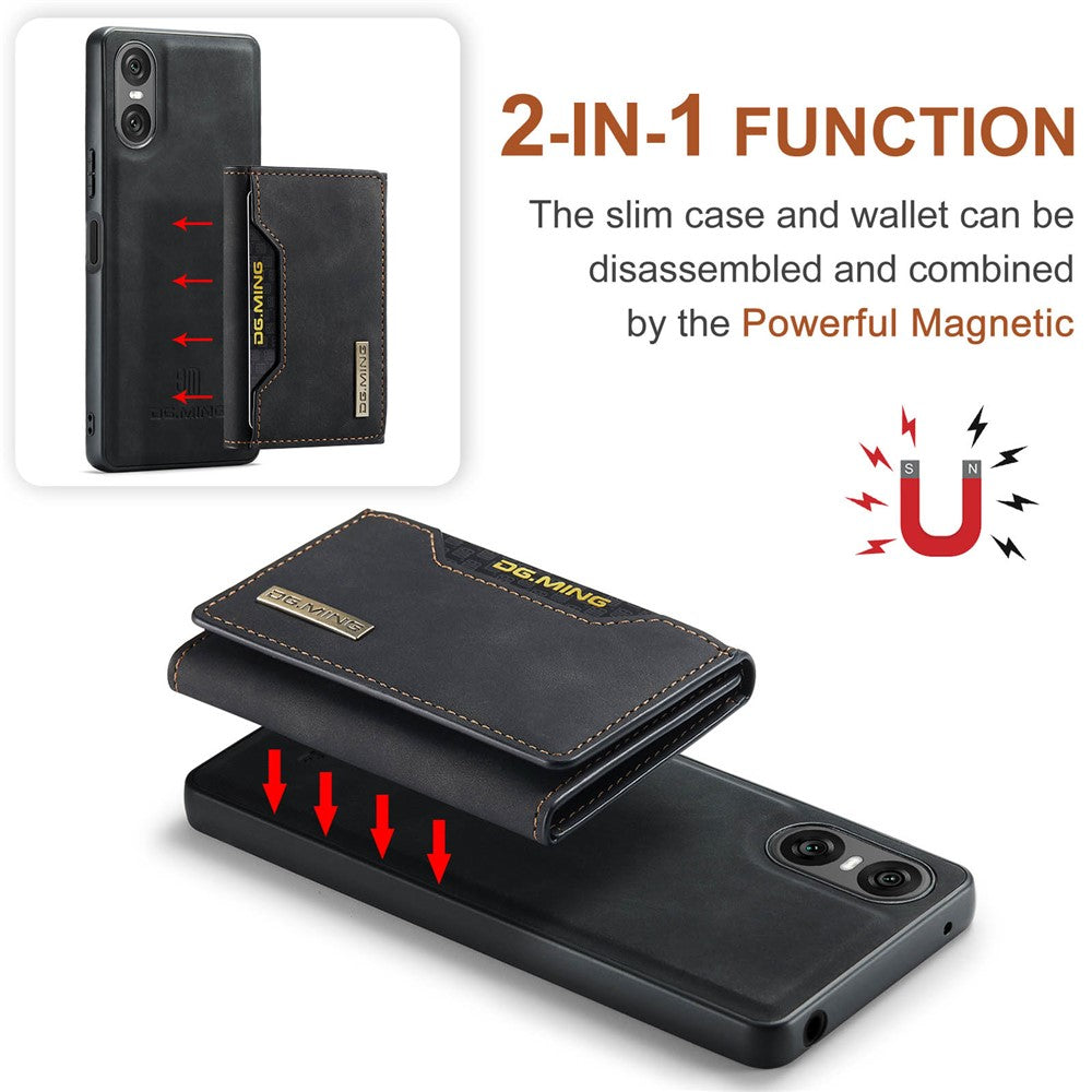 DG.MING M2 Series for Sony Xperia 10 VI Case Detachable Wallet PU+PC+TPU Phone Cover
