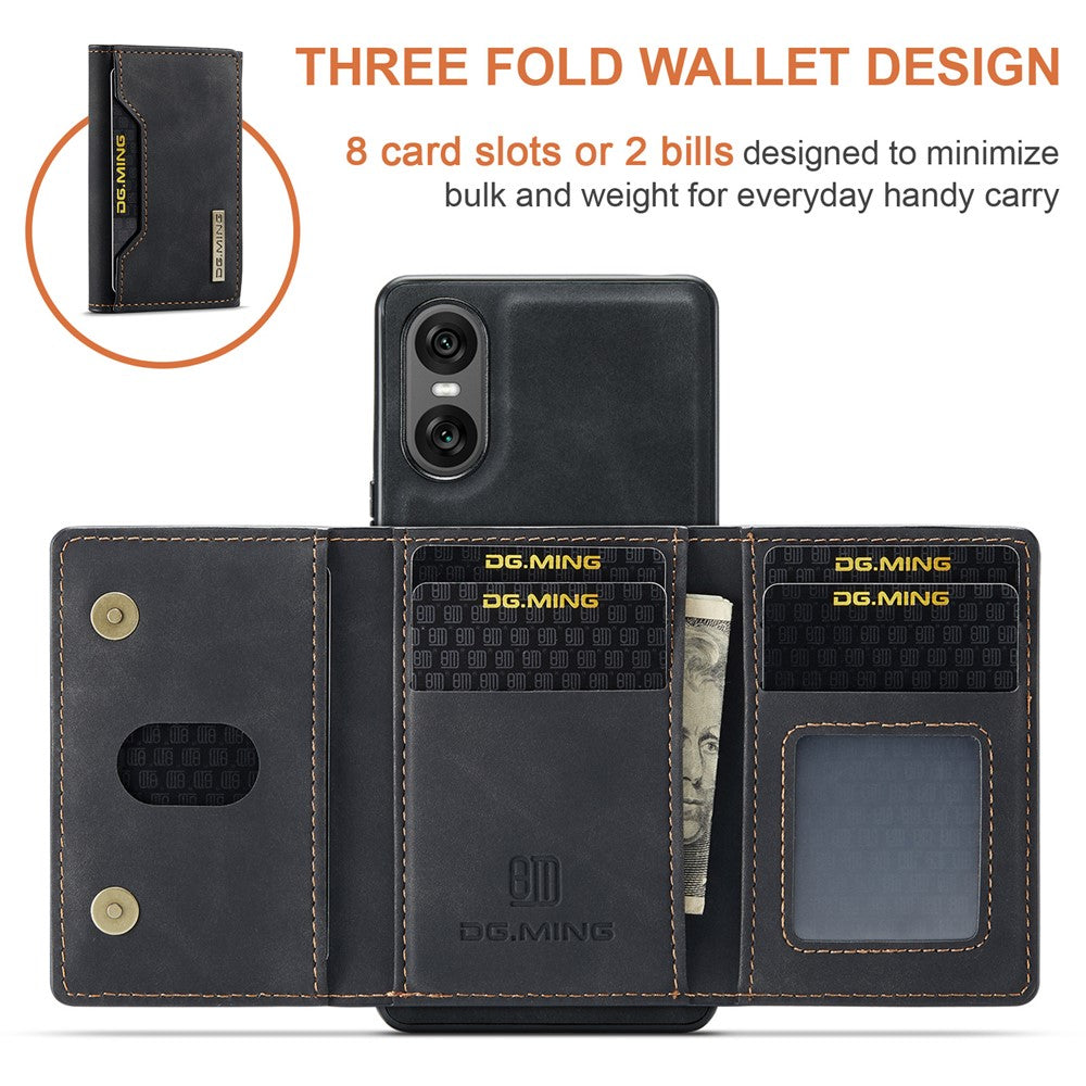 DG.MING M2 Series for Sony Xperia 10 VI Case Detachable Wallet PU+PC+TPU Phone Cover