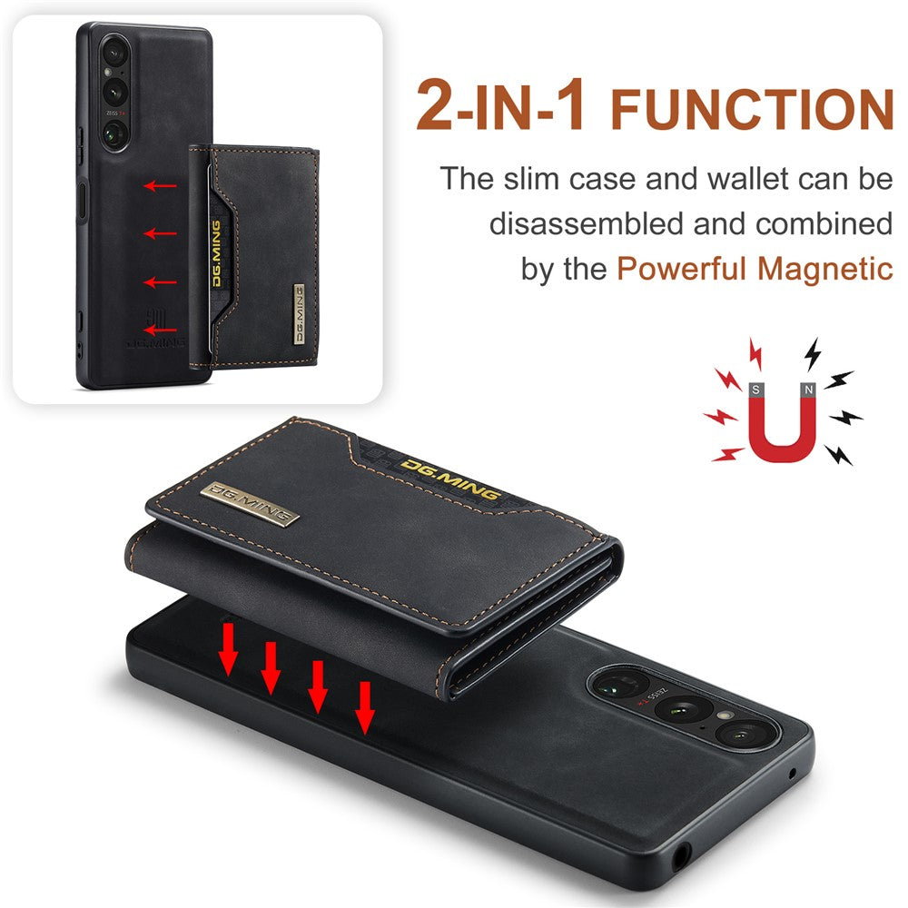 DG.MING M2 Series for Sony Xperia 1 VI Case PU+PC+TPU Phone Cover Detachable Wallet