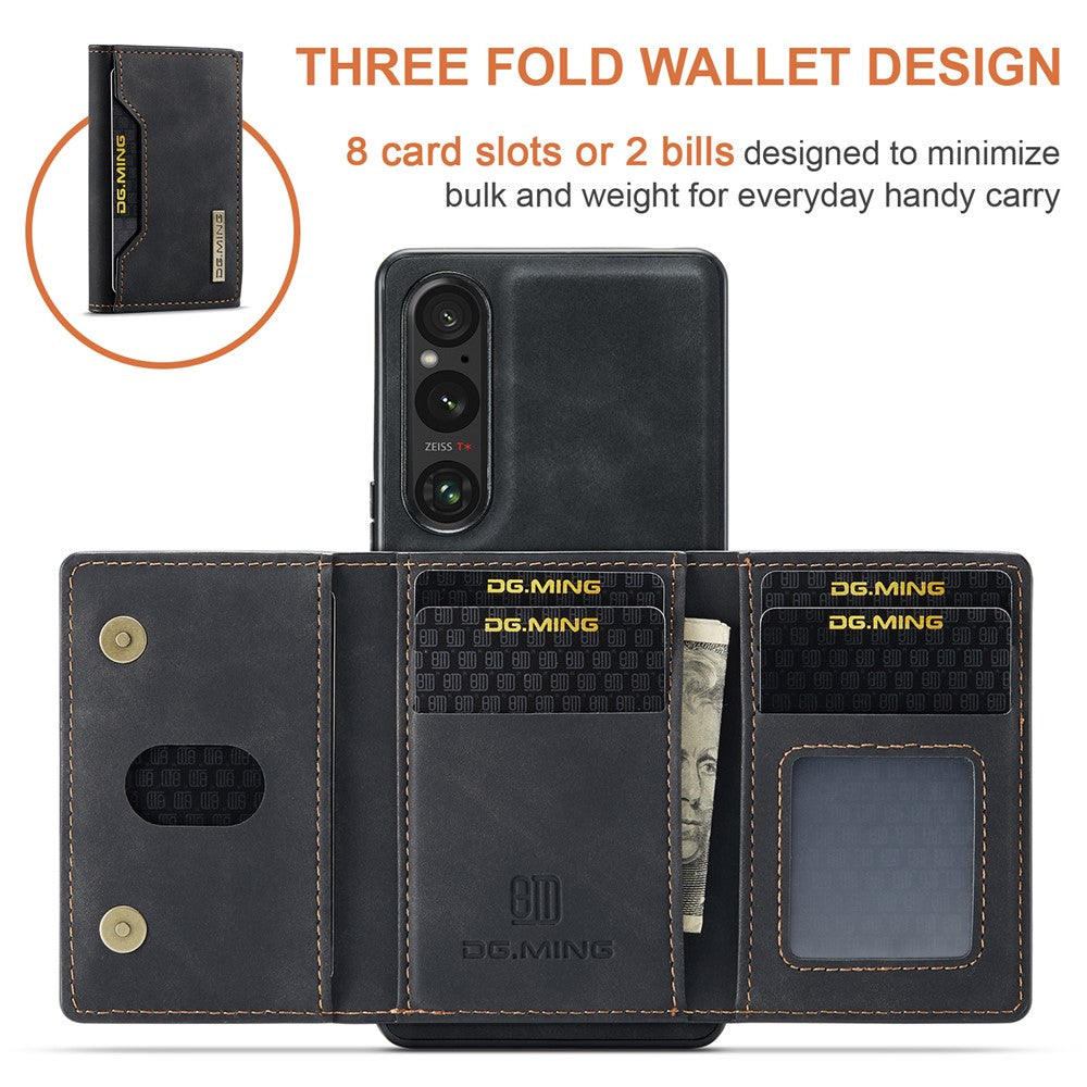DG.MING M2 Series for Sony Xperia 1 VI Case PU+PC+TPU Phone Cover Detachable Wallet