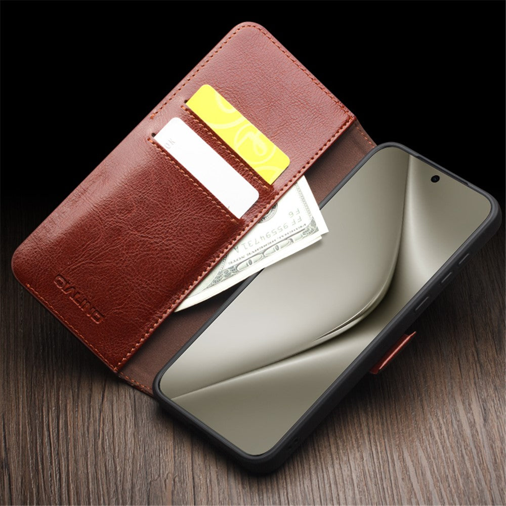 QIALINO For Huawei Pura 70 Pro / 70 Pro+ Stand Case Genuine Cow Leather Wallet Phone Cover