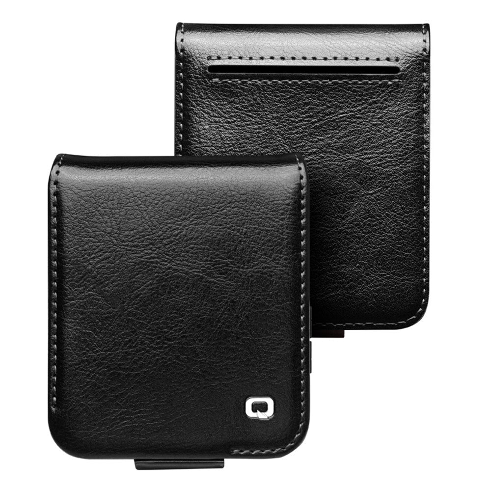 QIALINO For Samsung Galaxy Z Flip7 FE 5G / Z Flip6 5G Case TPU+Genuine Cow Leather Folio Flip Phone Cover