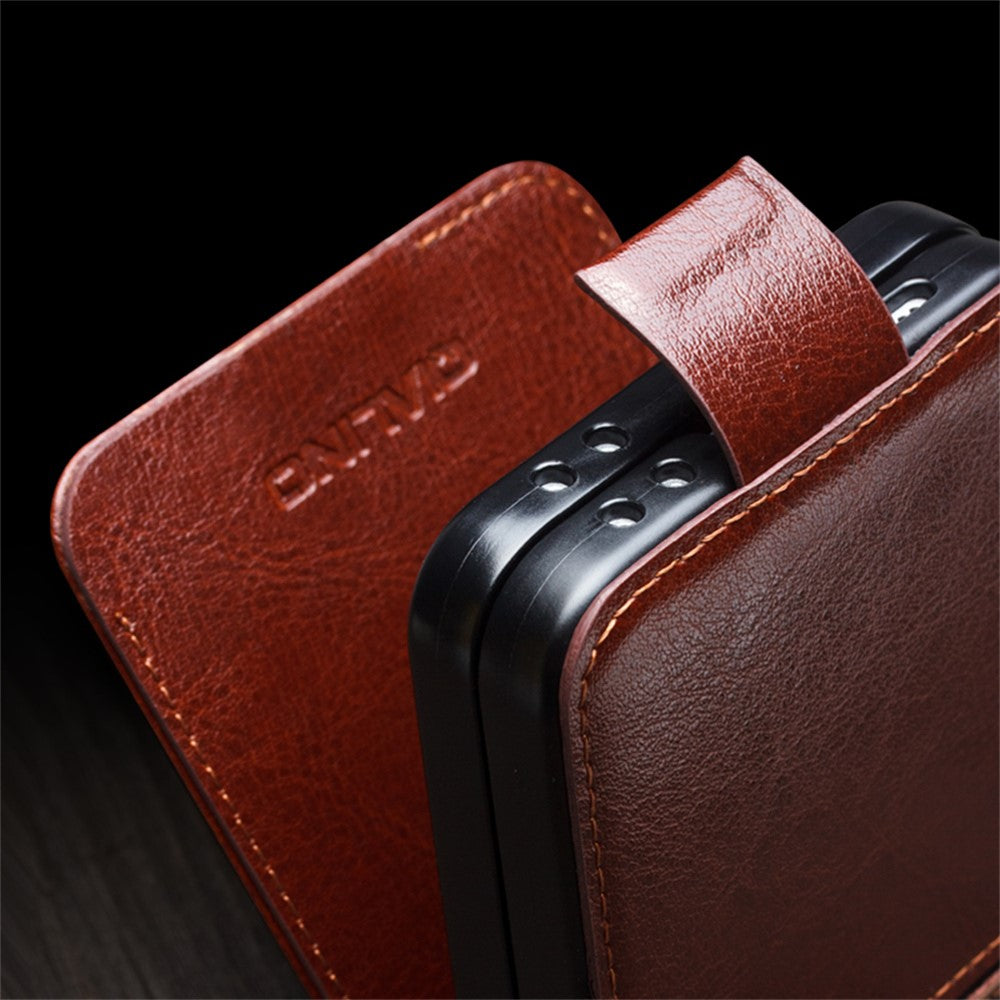 QIALINO For Samsung Galaxy Z Flip7 FE 5G / Z Flip6 5G Case TPU+Genuine Cow Leather Folio Flip Phone Cover