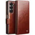 QIALINO For Samsung Galaxy Z Fold6 5G Case TPU+Genuine Cow Card Slot Leather Phone Cover