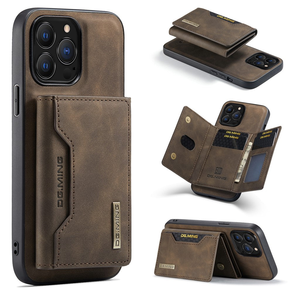 DG.MING M2 Series for iPhone 16 Pro Case PU+PC+TPU Phone Cover Detachable Wallet