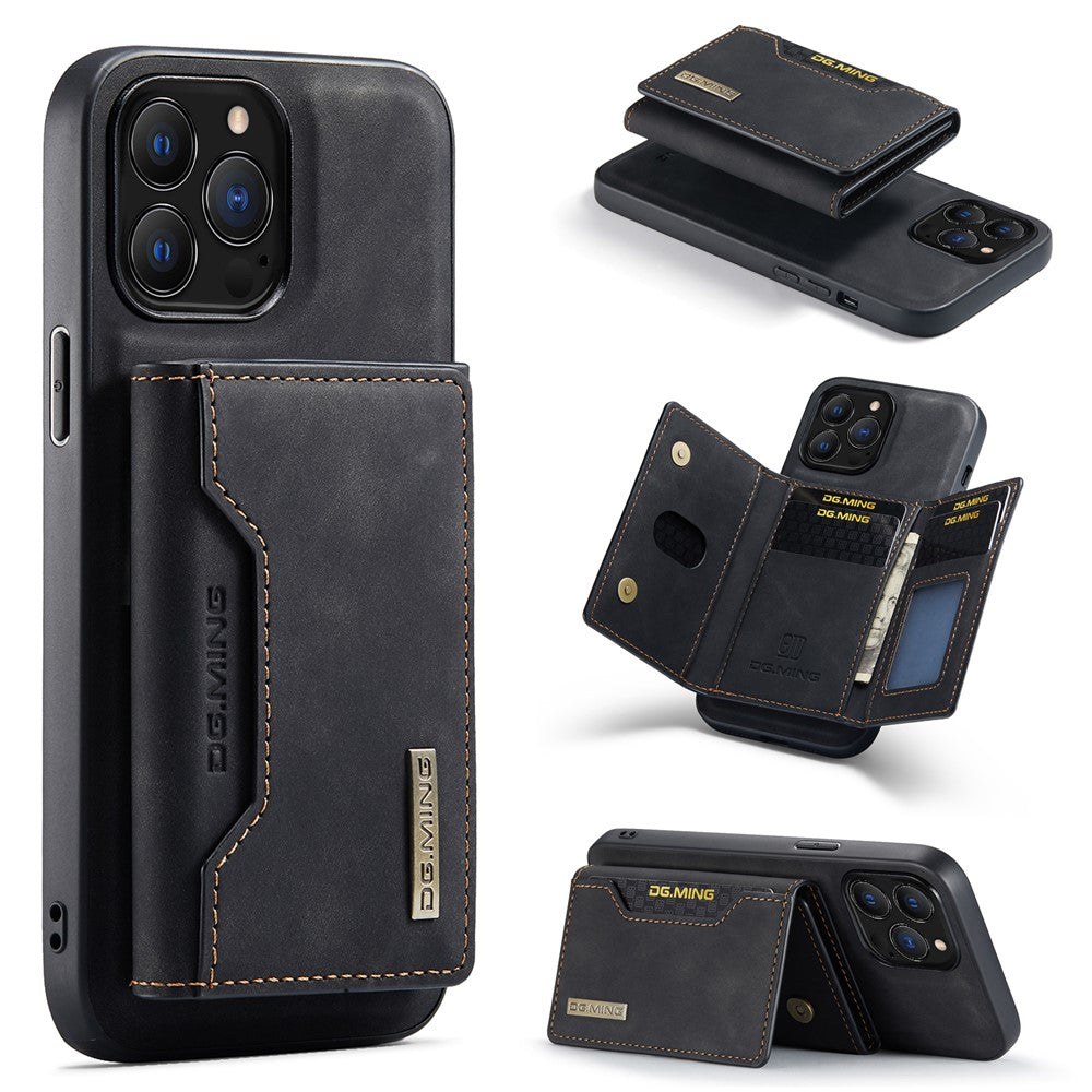 DG.MING M2 Series for iPhone 16 Pro Max Case PU+PC+TPU Phone Cover Detachable Wallet
