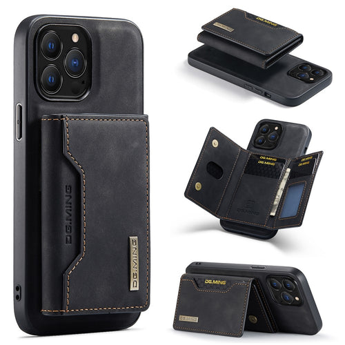 DG.MING M2 Series for iPhone 16 Pro Max Case PU+PC+TPU Phone Cover Detachable Wallet