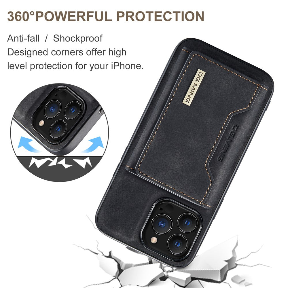 DG.MING M2 Series for iPhone 16 Pro Max Case PU+PC+TPU Phone Cover Detachable Wallet