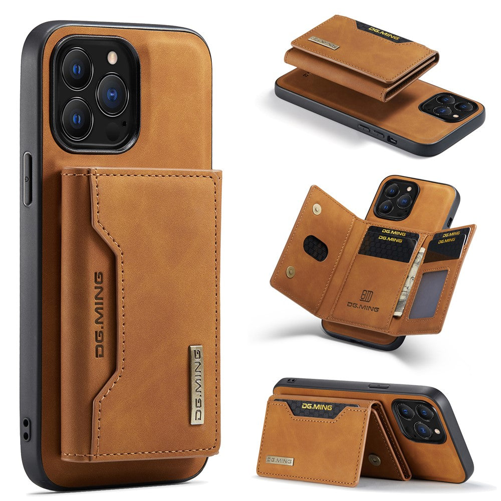 DG.MING M2 Series for iPhone 16 Pro Max Case PU+PC+TPU Phone Cover Detachable Wallet