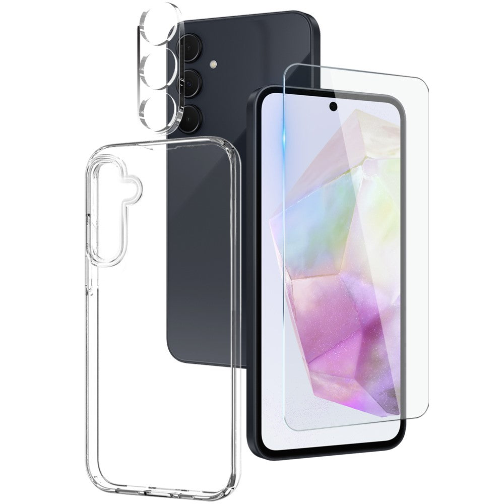 NORTHJO For Samsung Galaxy A35 5G TPU Phone Case Set with Front Screen Protector and Lens Film