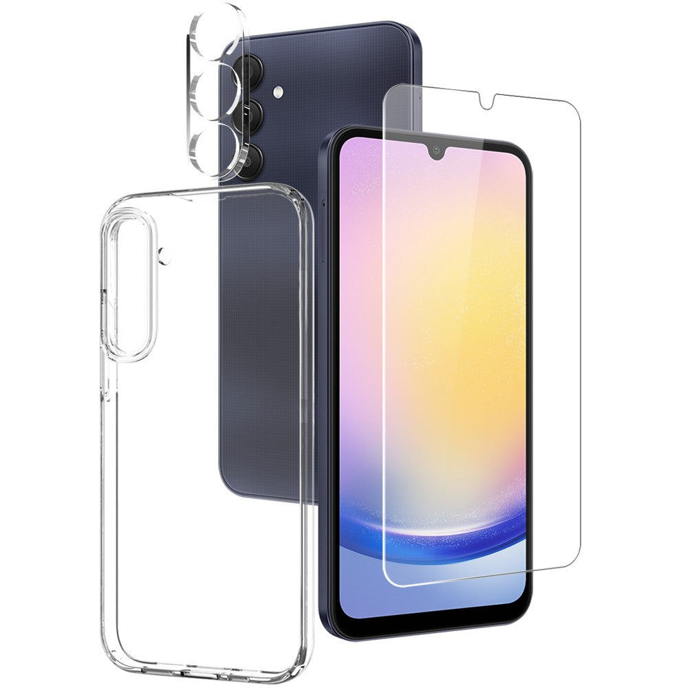 NORTHJO For Samsung Galaxy A25 5G (Global) (161.0 x 76.5 x 8.3mm) TPU Phone Case Set with Front Screen Protector and Lens Film