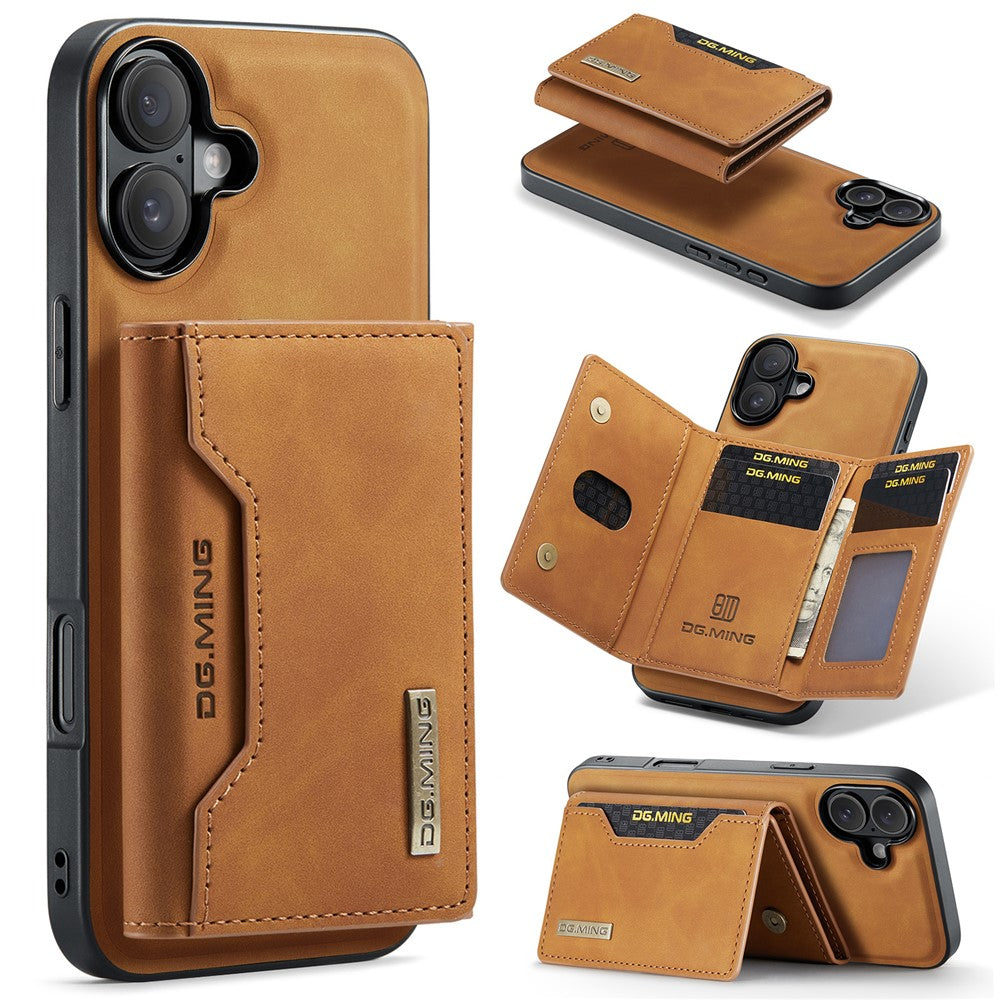 DG.MING M2 Series for iPhone 16 Plus Case PU+PC+TPU Phone Cover Detachable Wallet