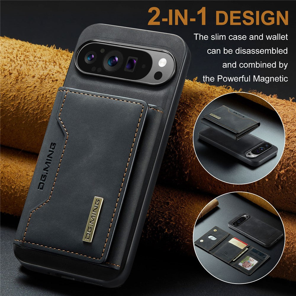 DG.MING M2 Series for Google Pixel 9 Pro XL Case PU+PC+TPU Phone Cover Detachable Wallet