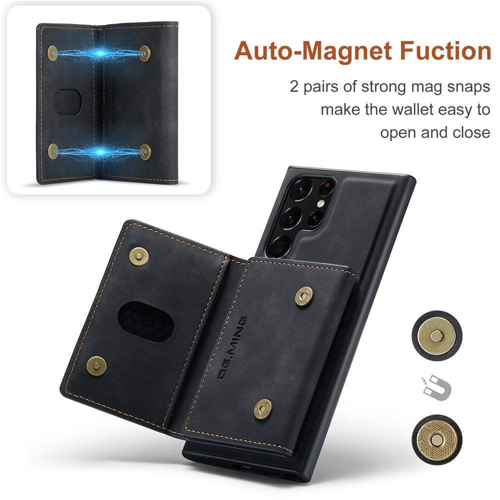 DG.MING M2 Series for Samsung Galaxy S25 Ultra Case PU+PC+TPU Phone Cover Detachable Wallet