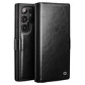 QIALINO For Samsung Galaxy S25 Ultra Case Genuine Cow Leather Wallet Phone Cover with Magnetic Closure